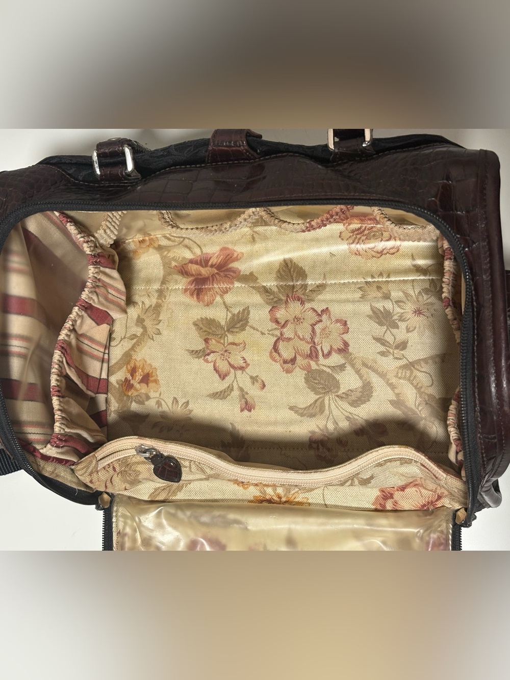 Vintage Brighton Weekender Luggage Travel Bag Blk/Brn MakeUp Bag - Picture 5 of 12